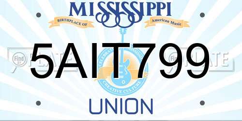 5AIT799 Mississippi License Plate