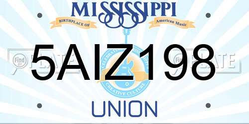 5AIZ198 Mississippi License Plate
