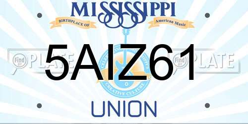 5AIZ61 Mississippi License Plate