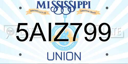 5AIZ799 Mississippi License Plate