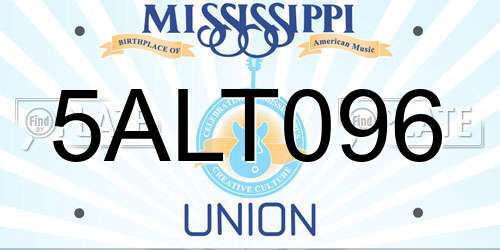 5ALT096 Mississippi License Plate