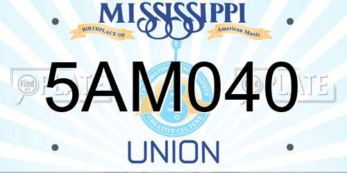 5AM040 Mississippi License Plate