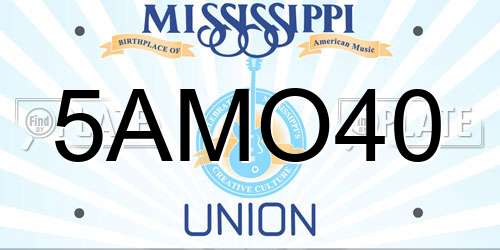 5AMO40 Mississippi License Plate