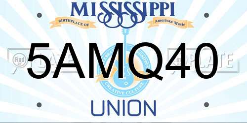 5AMQ40 Mississippi License Plate