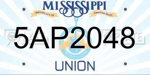 5AP2048 Mississippi License Plate