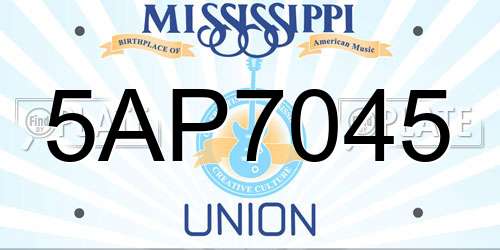 5AP7045 Mississippi License Plate
