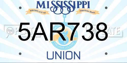 5AR738 Mississippi License Plate