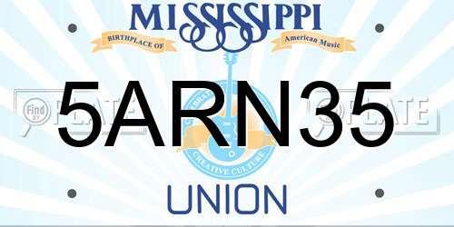 5ARN35 Mississippi License Plate
