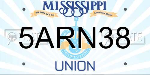 5ARN38 Mississippi License Plate