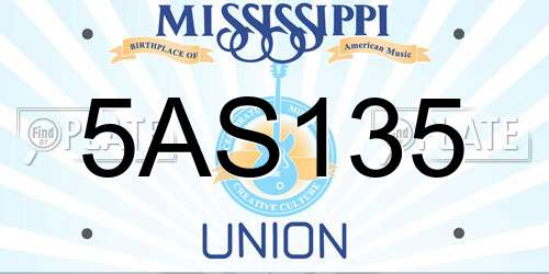 5AS135 Mississippi License Plate