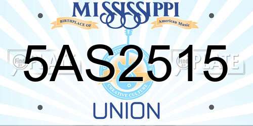 5AS2515 Mississippi License Plate
