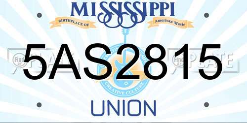 5AS2815 Mississippi License Plate