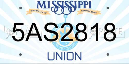 5AS2818 Mississippi License Plate