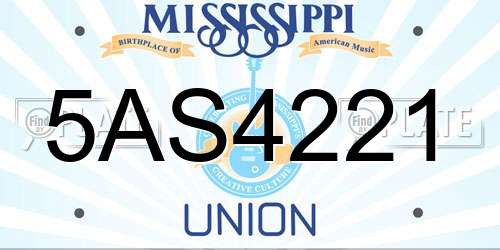 5AS4221 Mississippi License Plate