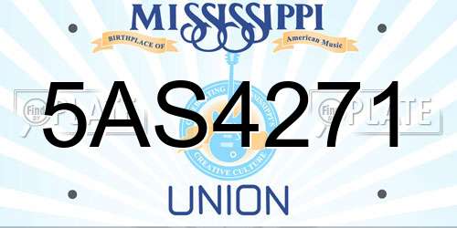 5AS4271 Mississippi License Plate