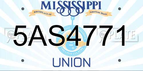 5AS4771 Mississippi License Plate