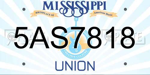5AS7818 Mississippi License Plate