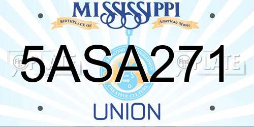 5ASA271 Mississippi License Plate