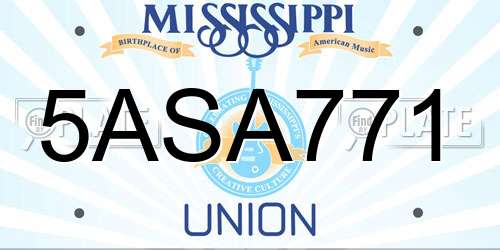 5ASA771 Mississippi License Plate