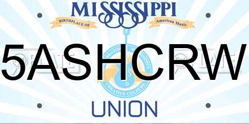 5ASHCRW Mississippi License Plate