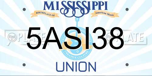 5ASI38 Mississippi License Plate