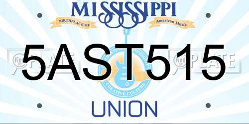 5AST515 Mississippi License Plate