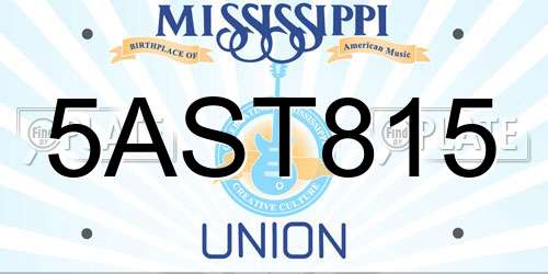 5AST815 Mississippi License Plate