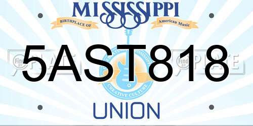 5AST818 Mississippi License Plate