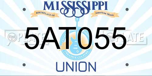 5AT055 Mississippi License Plate