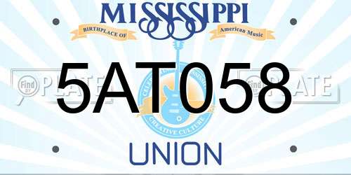 5AT058 Mississippi License Plate