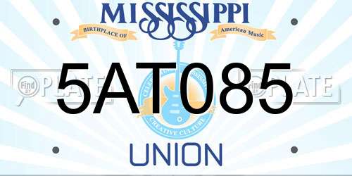 5AT085 Mississippi License Plate