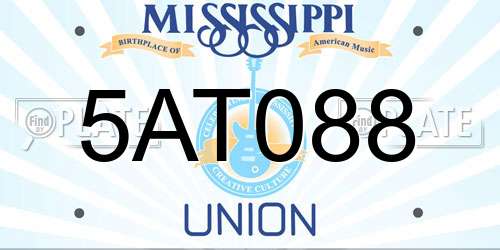 5AT088 Mississippi License Plate