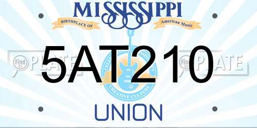 5AT210 Mississippi License Plate