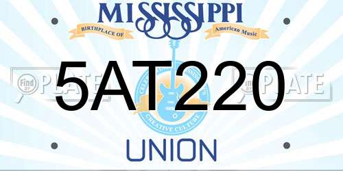 5AT220 Mississippi License Plate