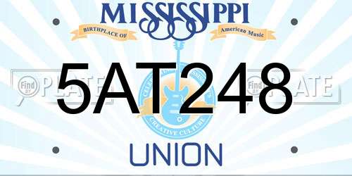 5AT248 Mississippi License Plate