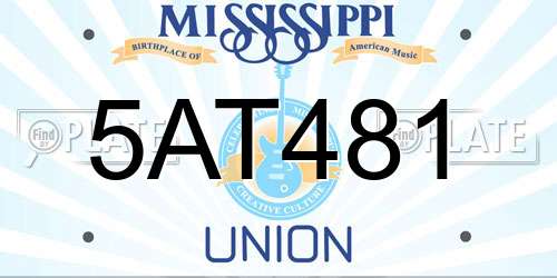 5AT481 Mississippi License Plate