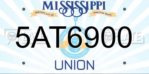 5AT6900 Mississippi License Plate