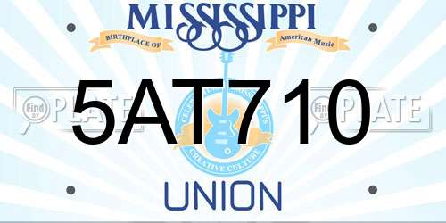 5AT710 Mississippi License Plate