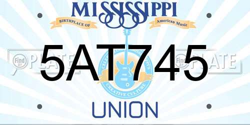 5AT745 Mississippi License Plate