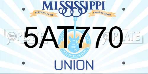 5AT770 Mississippi License Plate