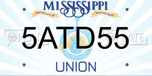5ATD55 Mississippi License Plate