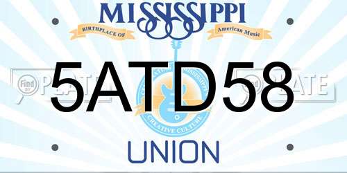 5ATD58 Mississippi License Plate