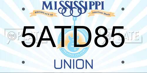 5ATD85 Mississippi License Plate