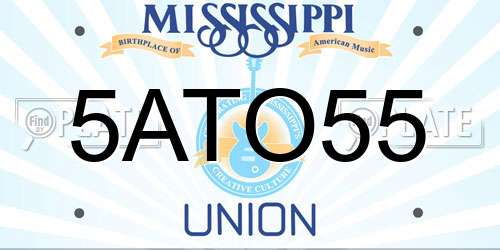 5ATO55 Mississippi License Plate
