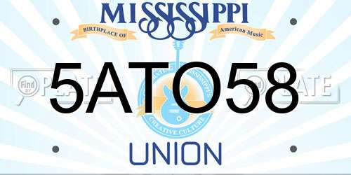 5ATO58 Mississippi License Plate