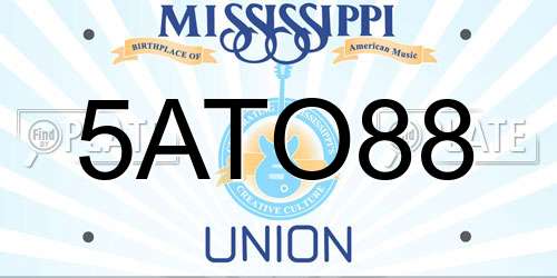 5ATO88 Mississippi License Plate