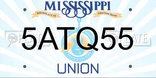 5ATQ55 Mississippi License Plate