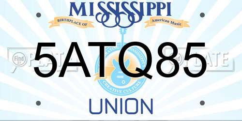 5ATQ85 Mississippi License Plate