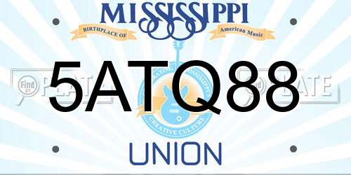 5ATQ88 Mississippi License Plate