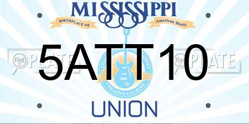5ATT10 Mississippi License Plate